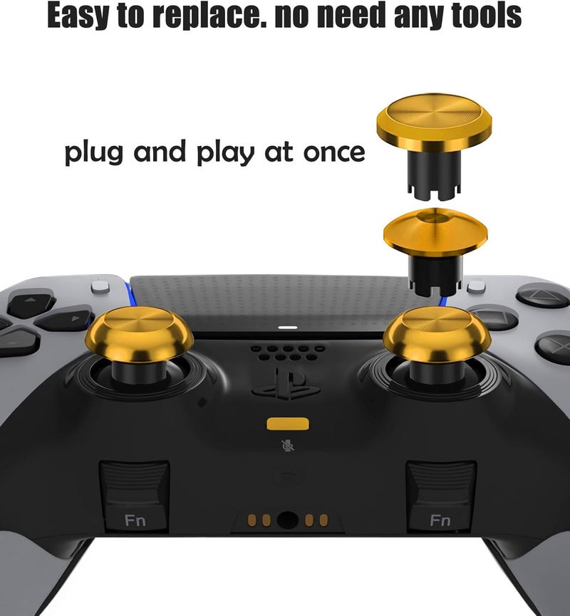 Ceozon Replacement Metal Thumbsticks for Ps5 Edge Controller 6 in 1 Swap Analog Joystick Thumb Grips Accessories Gold - Image 3